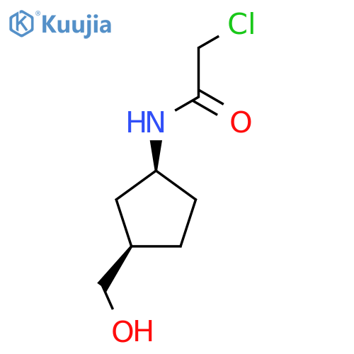 rac-2-chloro-N-[(1R,3S)-3-(hydroxymethyl)cyclopentyl]acetamide structure