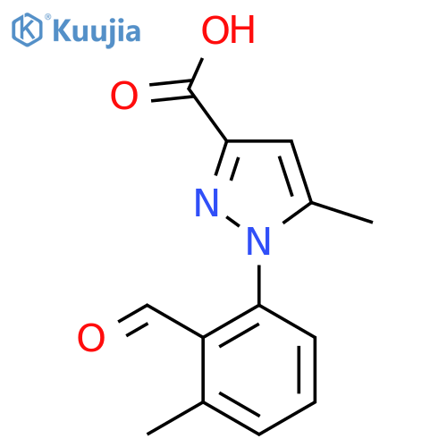 1-(2-formyl-3-methylphenyl)-5-methyl-1H-pyrazole-3-carboxylic acid structure