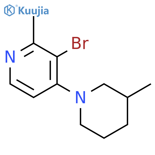 Pyridine, 3-bromo-2-methyl-4-(3-methyl-1-piperidinyl)- structure