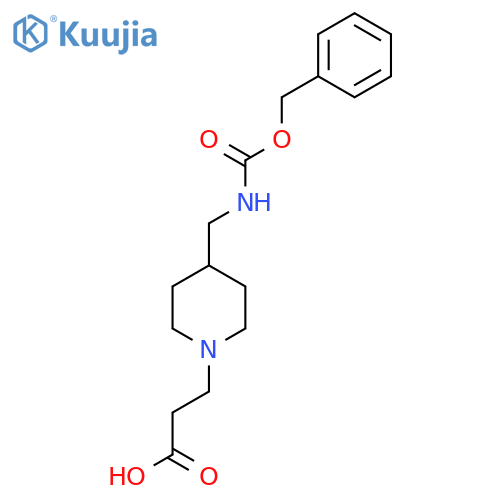 3-4-({(benzyloxy)carbonylamino}methyl)piperidin-1-ylpropanoic acid structure