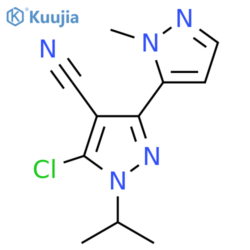 5-chloro-3-(1-methyl-1H-pyrazol-5-yl)-1-(propan-2-yl)-1H-pyrazole-4-carbonitrile structure
