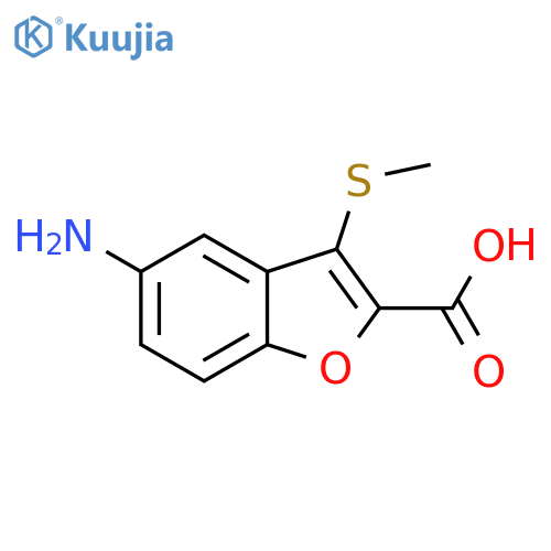 2-Benzofurancarboxylic acid, 5-amino-3-(methylthio)- structure