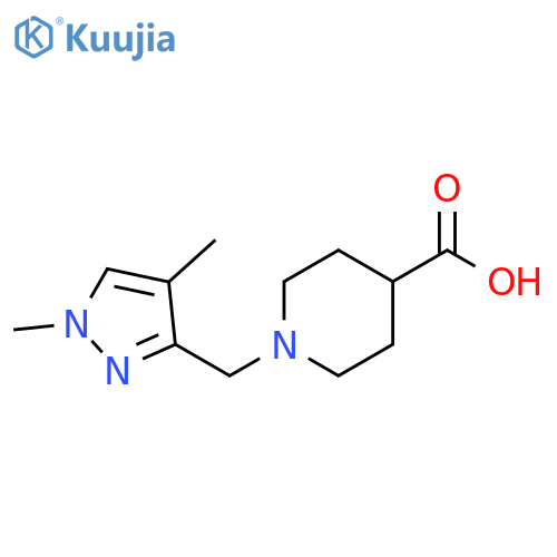4-Piperidinecarboxylic acid, 1-[(1,4-dimethyl-1H-pyrazol-3-yl)methyl]- structure
