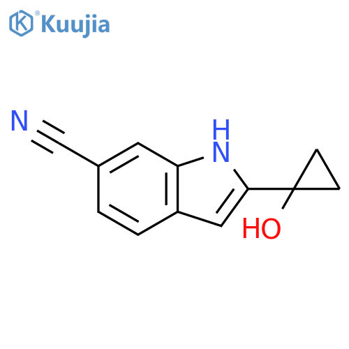 1H-Indole-6-carbonitrile, 2-(1-hydroxycyclopropyl)- structure
