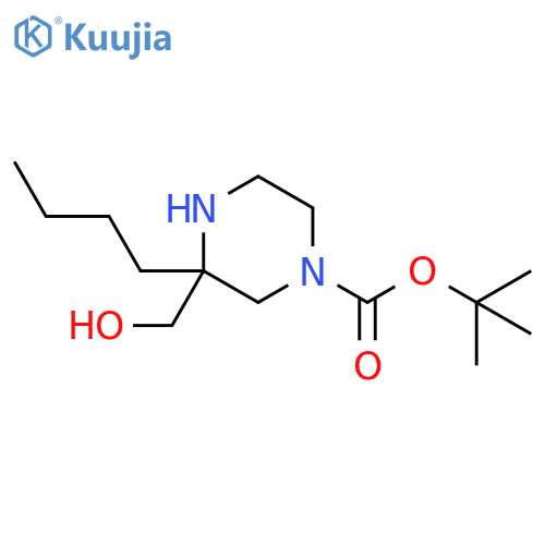 1-Piperazinecarboxylic acid, 3-butyl-3-(hydroxymethyl)-, 1,1-dimethylethyl ester structure