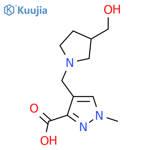4-{[3-(hydroxymethyl)pyrrolidin-1-yl]methyl}-1-methyl-1H-pyrazole-3-carboxylic acid structure