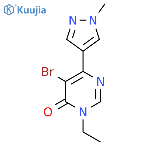 5-bromo-3-ethyl-6-(1-methyl-1H-pyrazol-4-yl)-3,4-dihydropyrimidin-4-one structure