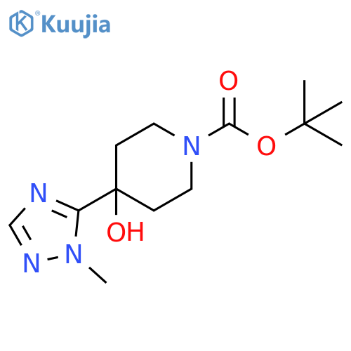 1-Piperidinecarboxylic acid, 4-hydroxy-4-(1-methyl-1H-1,2,4-triazol-5-yl)-, 1,1-dimethylethyl ester structure