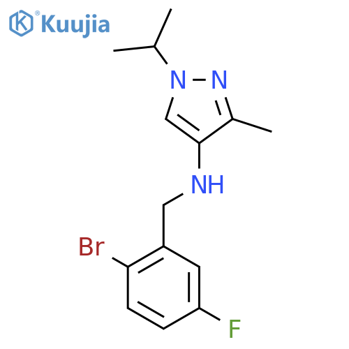 N-(2-bromo-5-fluorophenyl)methyl-3-methyl-1-(propan-2-yl)-1H-pyrazol-4-amine structure