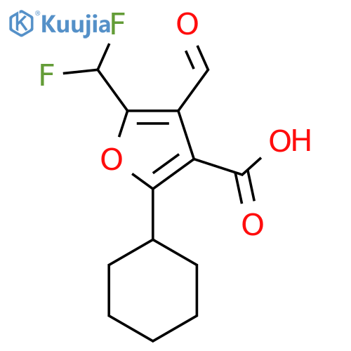 2-Cyclohexyl-5-(difluoromethyl)-4-formylfuran-3-carboxylic acid structure