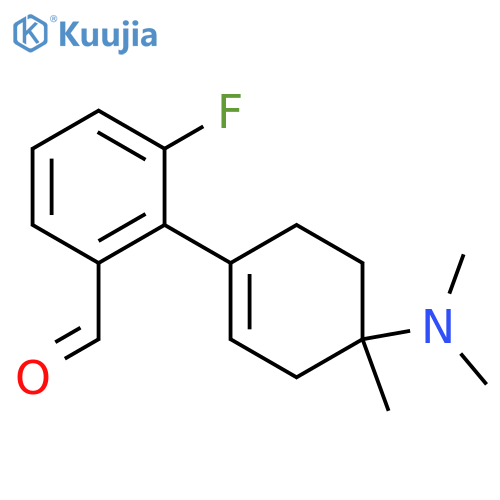 2-4-(dimethylamino)-4-methylcyclohex-1-en-1-yl-3-fluorobenzaldehyde structure