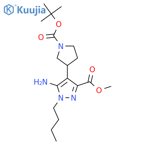 methyl 5-amino-4-{1-(tert-butoxy)carbonylpyrrolidin-3-yl}-1-butyl-1H-pyrazole-3-carboxylate structure