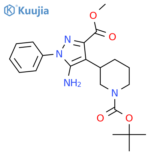 tert-butyl 3-[5-amino-3-(methoxycarbonyl)-1-phenyl-1H-pyrazol-4-yl]piperidine-1-carboxylate structure