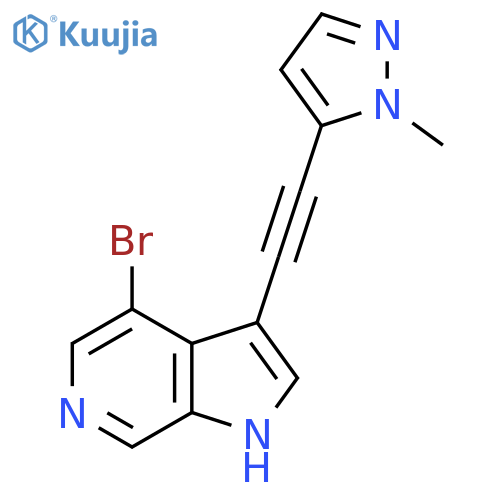 5-(2-{4-bromo-1H-pyrrolo2,3-cpyridin-3-yl}ethynyl)-1-methyl-1H-pyrazole structure