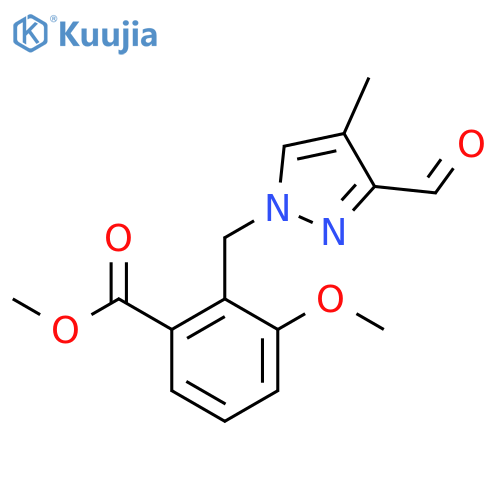 methyl 2-[(3-formyl-4-methyl-1H-pyrazol-1-yl)methyl]-3-methoxybenzoate structure
