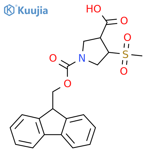 1-{(9H-fluoren-9-yl)methoxycarbonyl}-4-methanesulfonylpyrrolidine-3-carboxylic acid structure