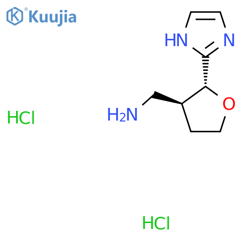 rac-[(2R,3S)-2-(1H-imidazol-2-yl)oxolan-3-yl]methanamine dihydrochloride structure