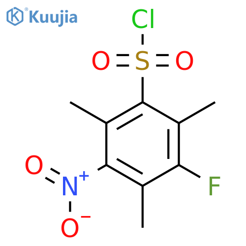 3-fluoro-2,4,6-trimethyl-5-nitrobenzene-1-sulfonyl chloride structure