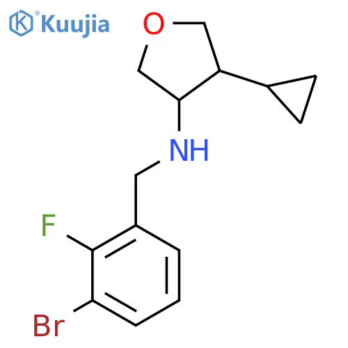 N-(3-bromo-2-fluorophenyl)methyl-4-cyclopropyloxolan-3-amine structure