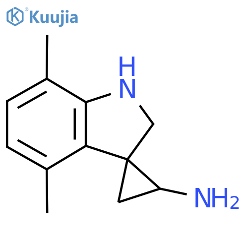 4',7'-dimethyl-1',2'-dihydrospirocyclopropane-1,3'-indole-2-amine structure