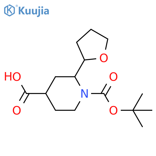 1-[(tert-butoxy)carbonyl]-2-(oxolan-2-yl)piperidine-4-carboxylic acid, Mixture of diastereomers structure