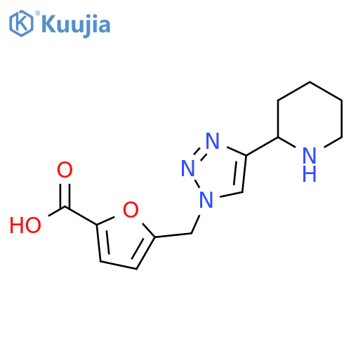 5-{[4-(piperidin-2-yl)-1H-1,2,3-triazol-1-yl]methyl}furan-2-carboxylic acid structure