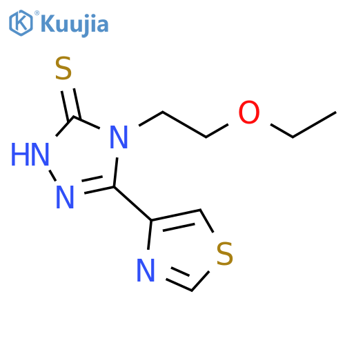 3H-1,2,4-Triazole-3-thione, 4-(2-ethoxyethyl)-2,4-dihydro-5-(4-thiazolyl)- structure