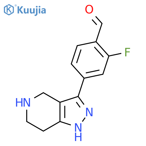 Benzaldehyde, 2-fluoro-4-(4,5,6,7-tetrahydro-2H-pyrazolo[4,3-c]pyridin-3-yl)- structure