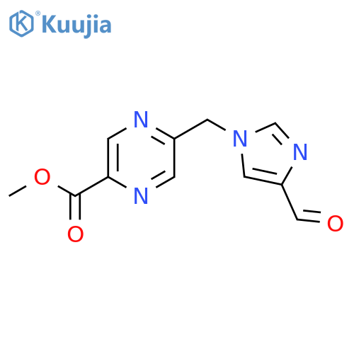 methyl 5-[(4-formyl-1H-imidazol-1-yl)methyl]pyrazine-2-carboxylate structure