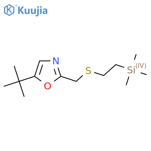 5-tert-butyl-2-({2-(trimethylsilyl)ethylsulfanyl}methyl)-1,3-oxazole structure