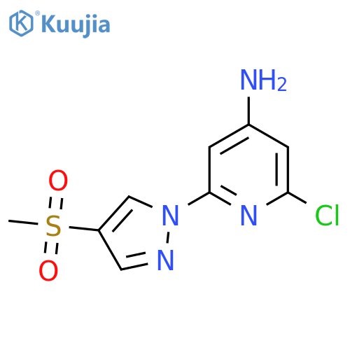 2-chloro-6-(4-methanesulfonyl-1H-pyrazol-1-yl)pyridin-4-amine structure