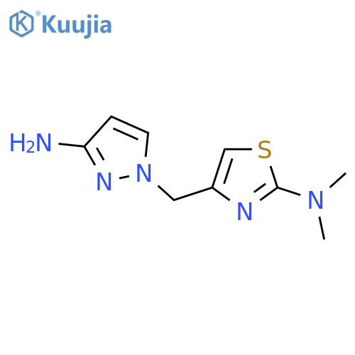 4-(3-amino-1H-pyrazol-1-yl)methyl-N,N-dimethyl-1,3-thiazol-2-amine structure
