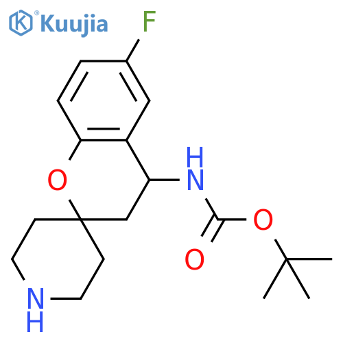 tert-butyl N-{6-fluoro-3,4-dihydrospiro[1-benzopyran-2,4'-piperidine]-4-yl}carbamate structure