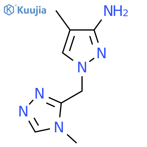 4-methyl-1-(4-methyl-4H-1,2,4-triazol-3-yl)methyl-1H-pyrazol-3-amine structure