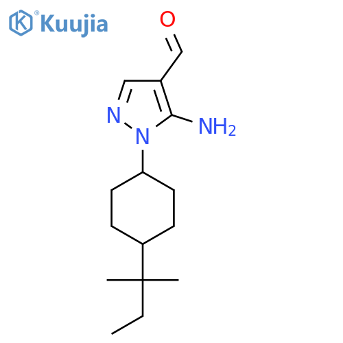 5-amino-1-4-(2-methylbutan-2-yl)cyclohexyl-1H-pyrazole-4-carbaldehyde structure