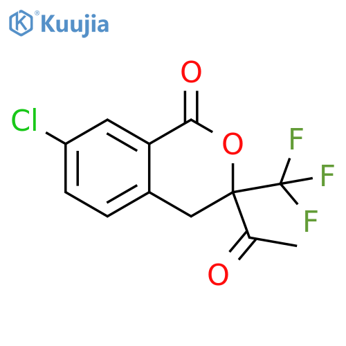 1H-2-Benzopyran-1-one, 3-acetyl-7-chloro-3,4-dihydro-3-(trifluoromethyl)- structure