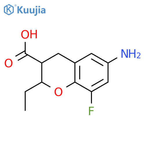 6-amino-2-ethyl-8-fluoro-3,4-dihydro-2H-1-benzopyran-3-carboxylic acid structure