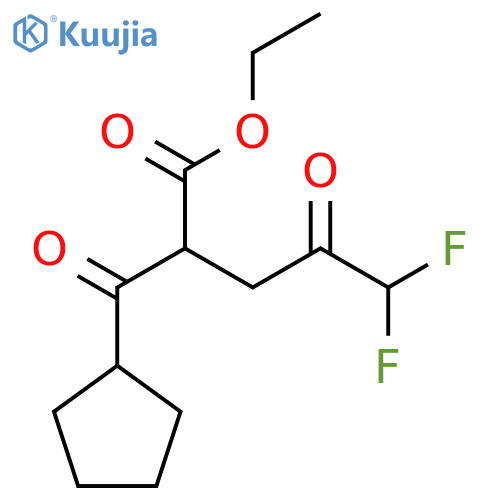 ethyl 2-cyclopentanecarbonyl-5,5-difluoro-4-oxopentanoate structure