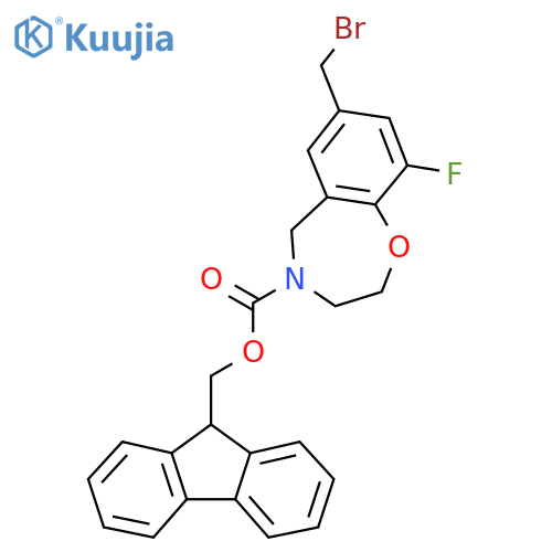 (9H-fluoren-9-yl)methyl 7-(bromomethyl)-9-fluoro-2,3,4,5-tetrahydro-1,4-benzoxazepine-4-carboxylate structure