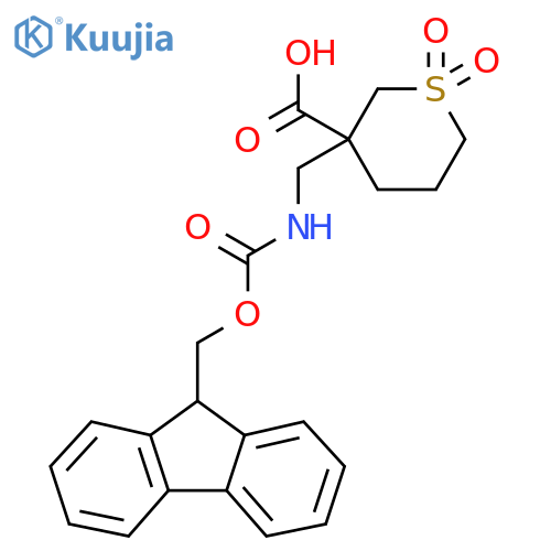 3-({(9H-fluoren-9-yl)methoxycarbonyl}amino)methyl-1,1-dioxo-1lambda6-thiane-3-carboxylic acid structure
