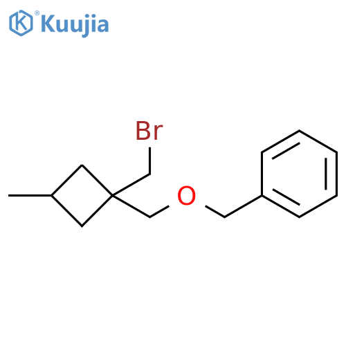 Benzene, [[[1-(bromomethyl)-3-methylcyclobutyl]methoxy]methyl]- structure