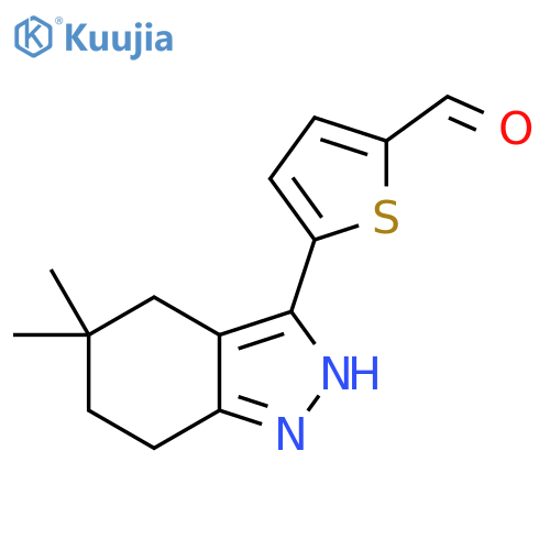 2-Thiophenecarboxaldehyde, 5-(4,5,6,7-tetrahydro-5,5-dimethyl-2H-indazol-3-yl)- structure