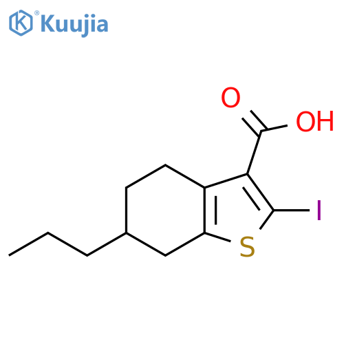 2-Iodo-6-propyl-4,5,6,7-tetrahydro-1-benzothiophene-3-carboxylic acid structure