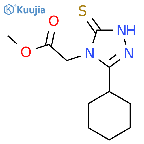 methyl 2-(3-cyclohexyl-5-sulfanyl-4H-1,2,4-triazol-4-yl)acetate structure