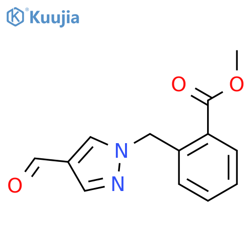 methyl 2-[(4-formyl-1H-pyrazol-1-yl)methyl]benzoate structure