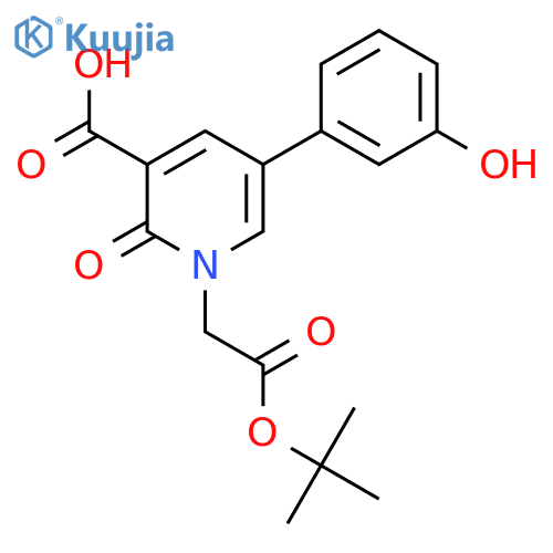 1-[2-(Tert-butoxy)-2-oxoethyl]-5-(3-hydroxyphenyl)-2-oxo-1,2-dihydropyridine-3-carboxylic acid structure