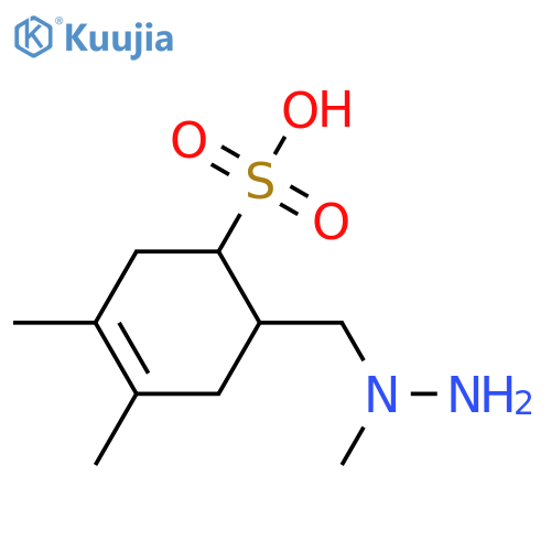 3,4-Dimethyl-6-[(1-methylhydrazin-1-yl)methyl]cyclohex-3-ene-1-sulfonic acid structure