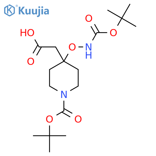 2-{1-[(Tert-butoxy)carbonyl]-4-({[(tert-butoxy)carbonyl]amino}oxy)piperidin-4-yl}acetic acid structure