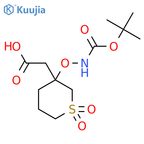 2-[3-({[(Tert-butoxy)carbonyl]amino}oxy)-1,1-dioxo-1lambda6-thian-3-yl]acetic acid structure