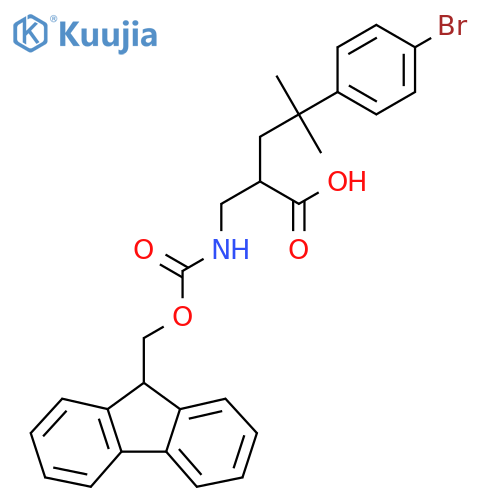 4-(4-bromophenyl)-2-({(9H-fluoren-9-yl)methoxycarbonyl}amino)methyl-4-methylpentanoic acid structure